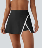 Jupe de tennis mini 2-en-1 à taille haute, fente, blocs de couleur et poche latérale