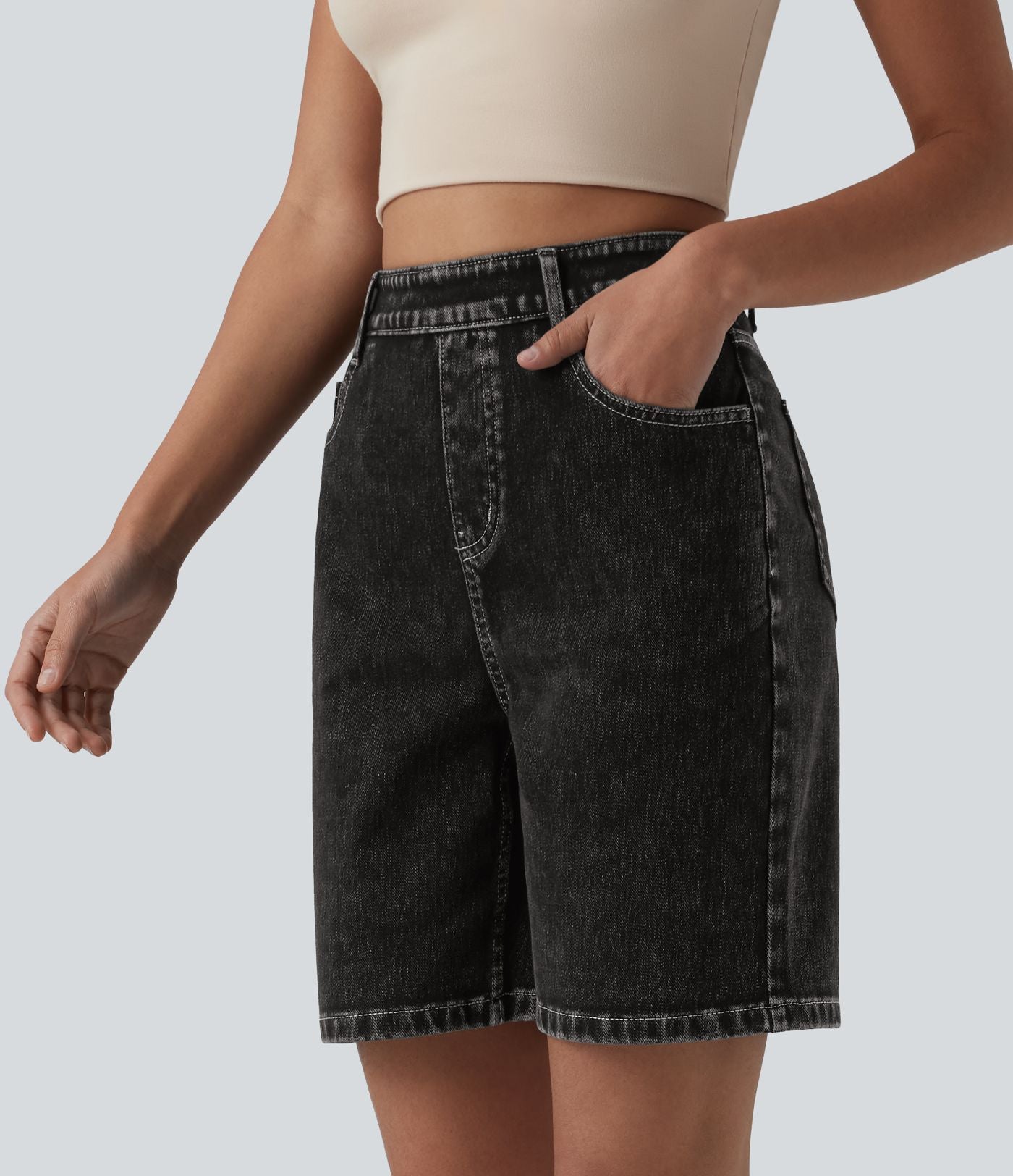 Short en jean Halara Flex™ taille haute décontracté 17,5 cm avec poches
