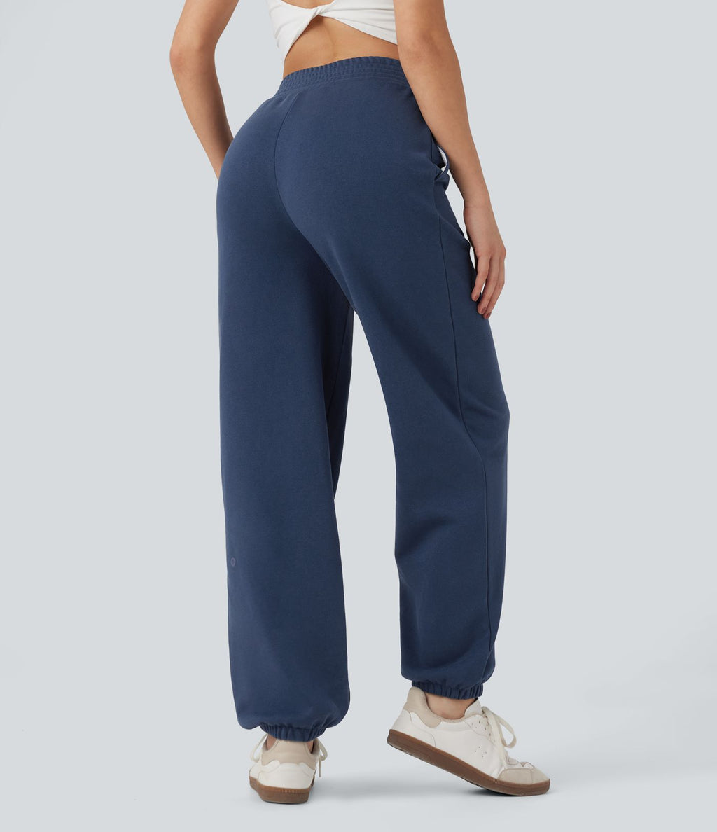 Jogging décontracté coton taille mi-haute croisé avec poches