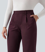 Pantalon Halara Flex™ tailleur droit taille haute rayé effet frais InstantCool avec poches