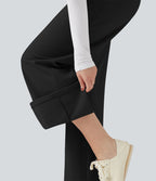 Pantalon polaire coupe droite taille haute avec poches