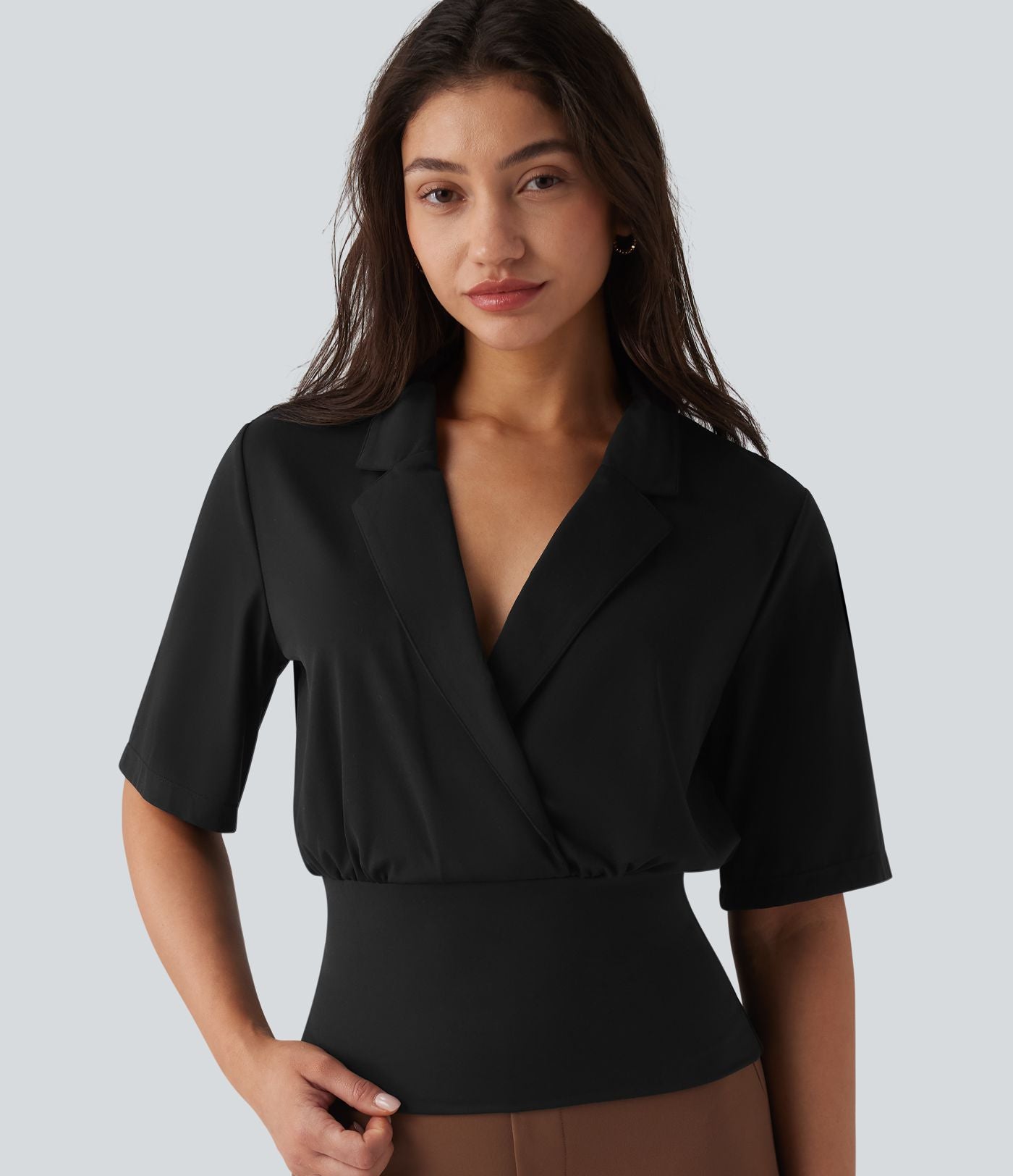 Haut SoftlyZero™ à revers pour le bureau, manches courtes, taille cintrée, protection solaire UPF50+