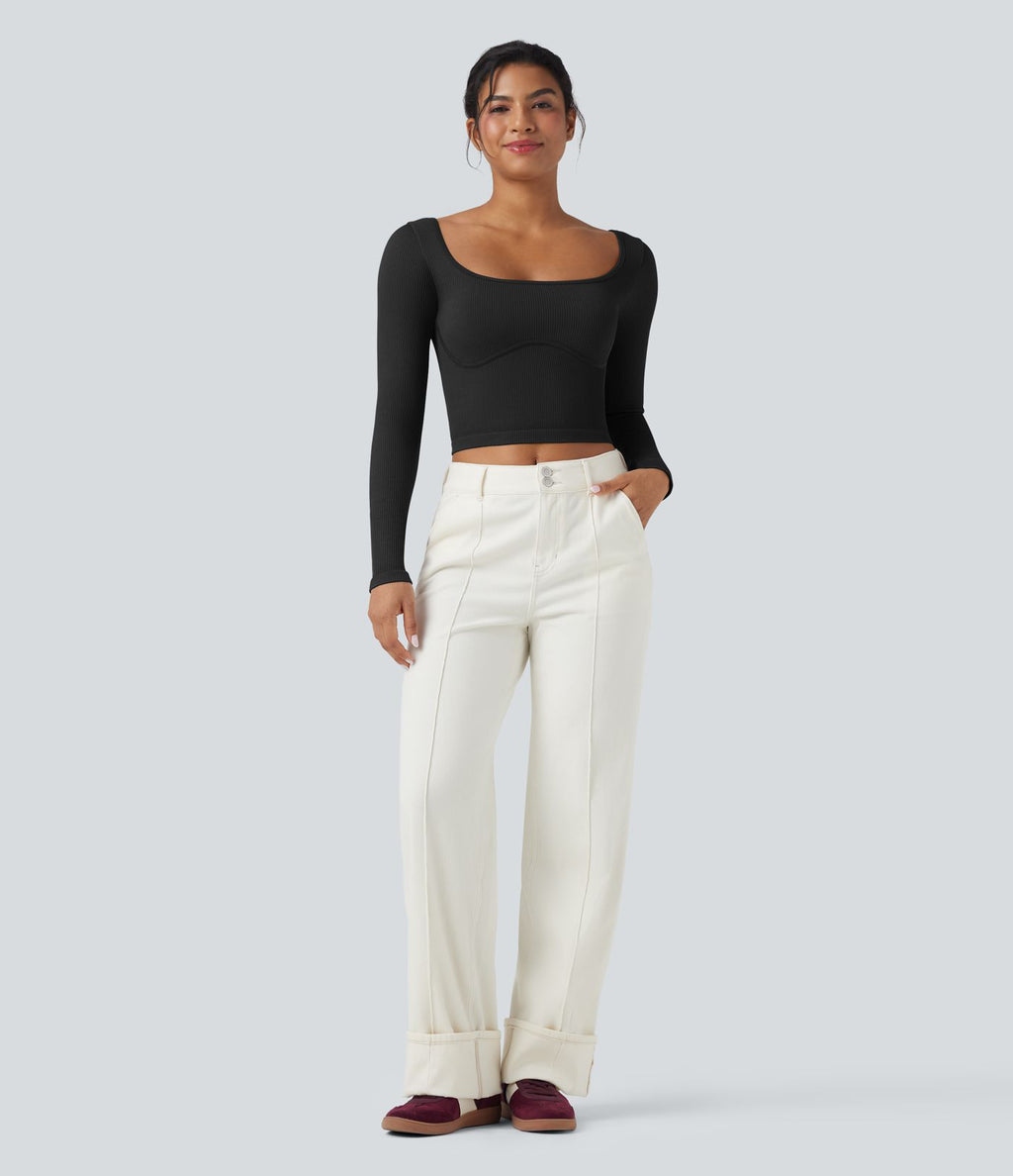 Haut de sport yoga col U à manches longues sans couture OneForm Seamless Flow