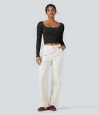 Haut de sport yoga col U à manches longues sans couture OneForm Seamless Flow