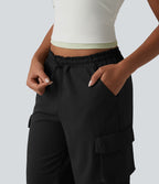 Jogging cargo taille mi-haute avec cordon de serrage réglable et poches