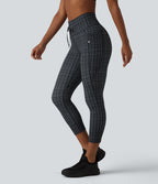 Legging corsaire de yoga Halara UltraSculpt™ imprimé à carreaux taille haute avec cordon de serrage et poches