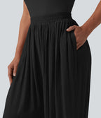 Jogging ample taille mi-haute avec poches