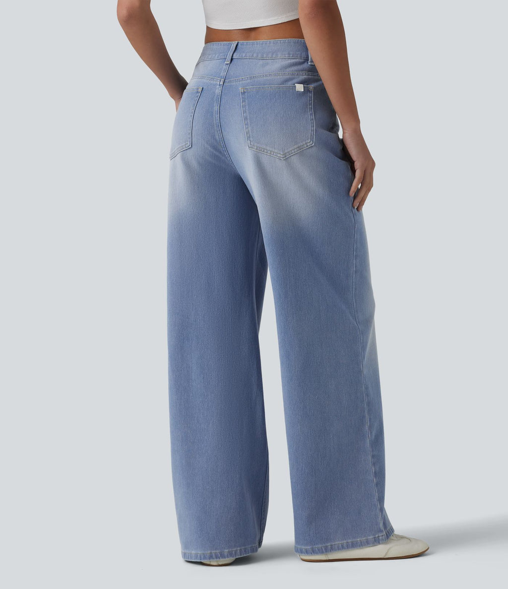 Jean large décontracté Halara Flex™ asymétrique taille mi-haute avec poches