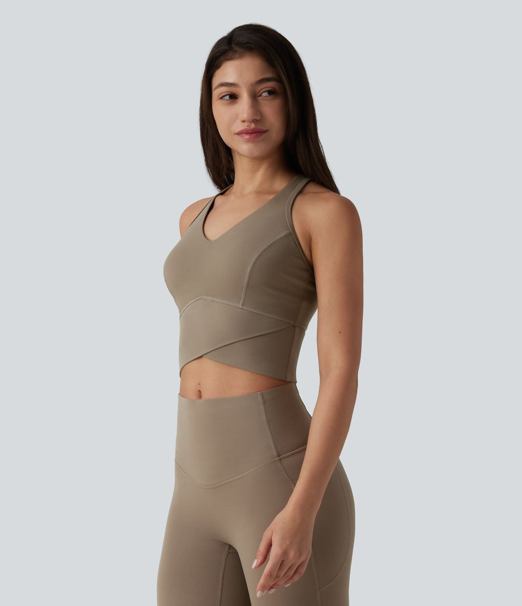 Débardeur d'entraînement court Halara UltraSculpt™ col V dos nageur maintien moyen