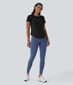Softlyzero™ QuickDry Haut de sport à manches courtes avec empiècements en mesh contrastés et ourlet arrondi
