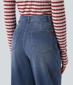Jean droit baggy Halara Flex™ taille mi-haute avec cordon ajustable et poches