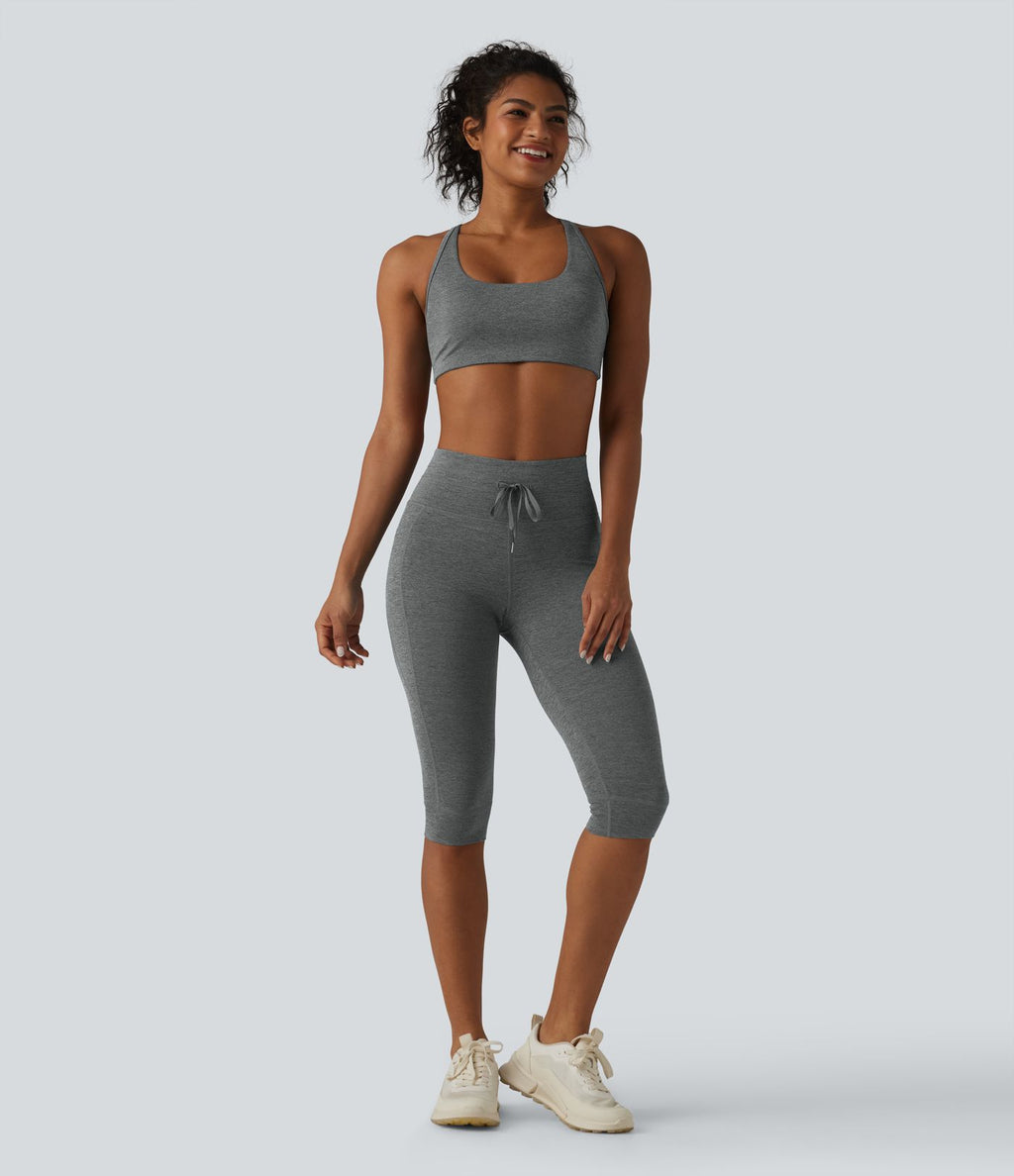 Legging de yoga Halara UltraSculpt™ chiné, taille haute, à cordon de serrage, séchage rapide, style caleçon avec poches