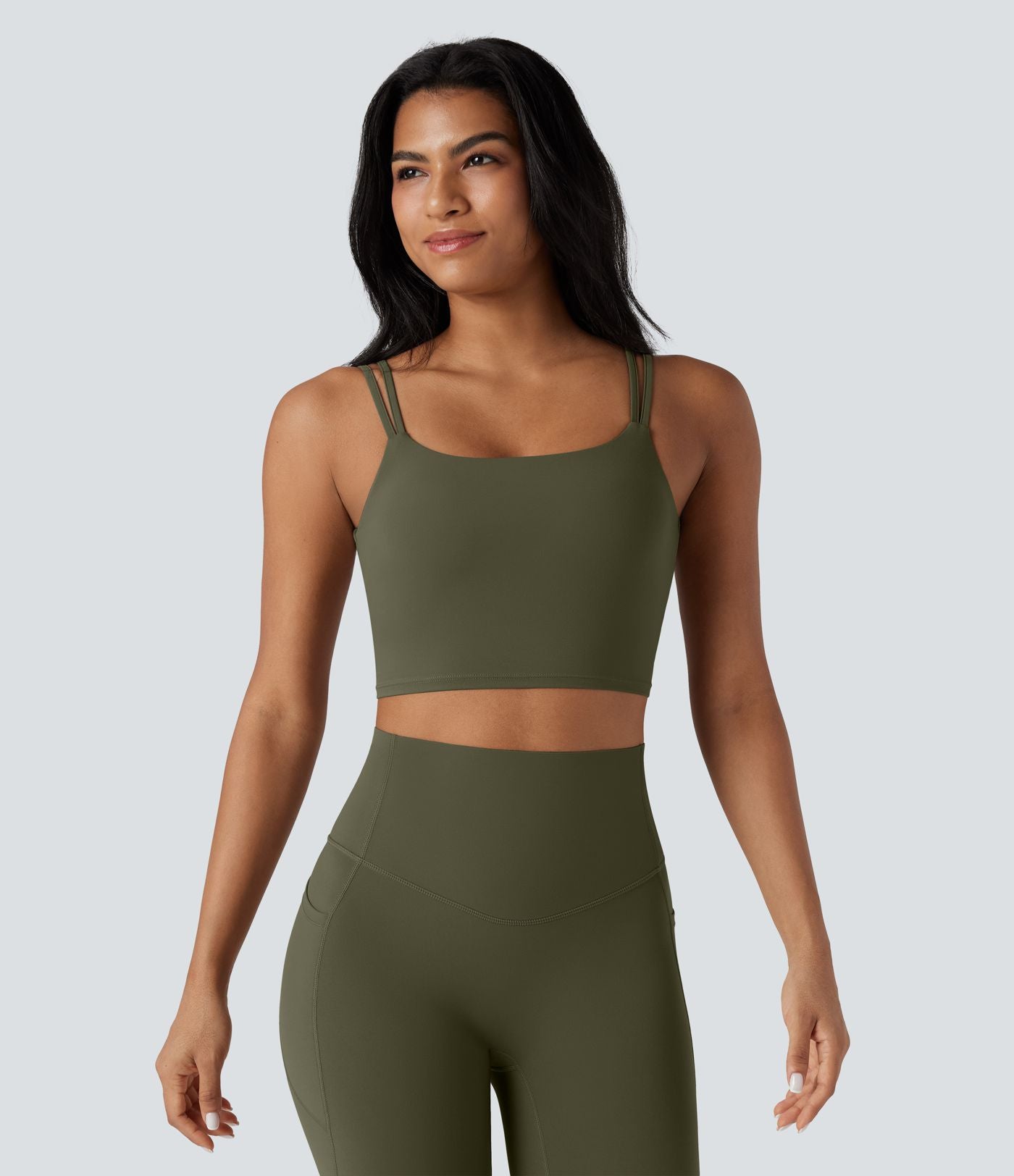 Débardeur yoga court Halara UltraSculpt™ double bretelles torsadé dos nu