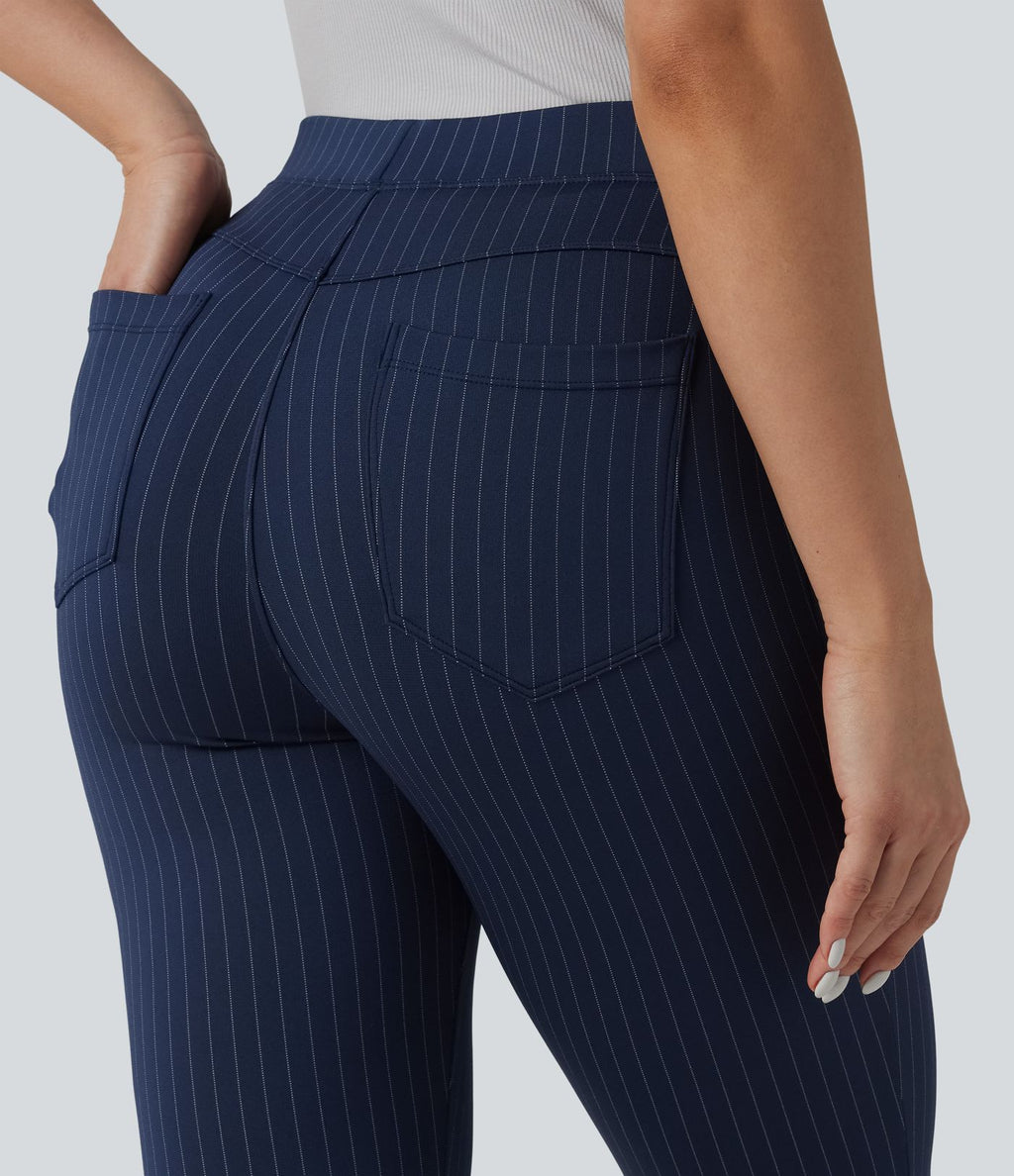 Pantalon bureau taille haute coupe skinny avec poches
