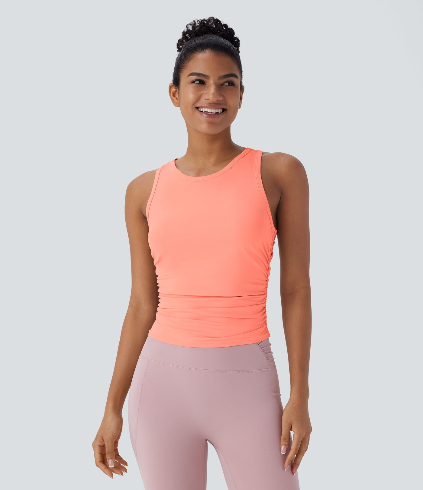 Débardeur de yoga dos nageur froncé col rond
