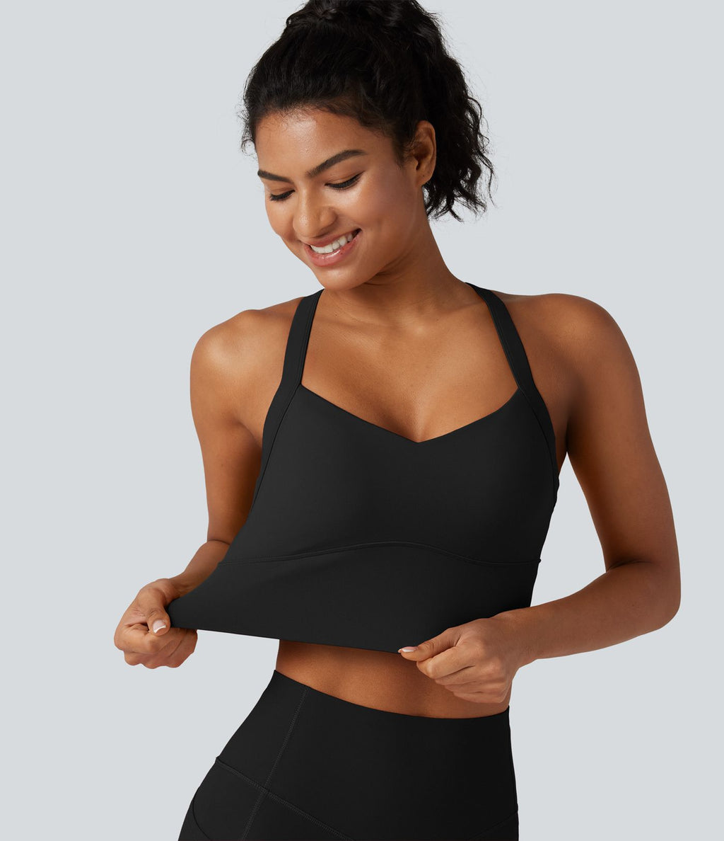 SoftlyZero™ Plush Débardeur de yoga court col cœur avec soutien-gorge intégré