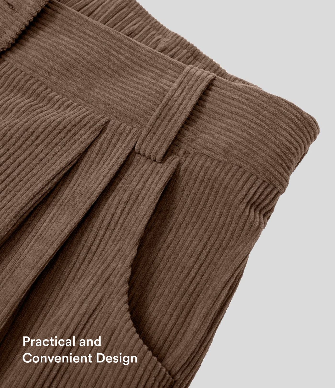 Pantalon en velours côtelé décontracté taille moyenne avec poches latérales
