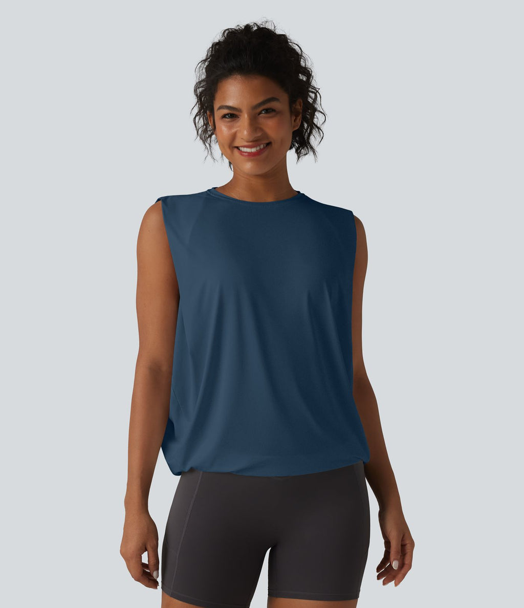 Débardeur de yoga col rond croisé effet frais InstantCool, protection solaire UPF50+