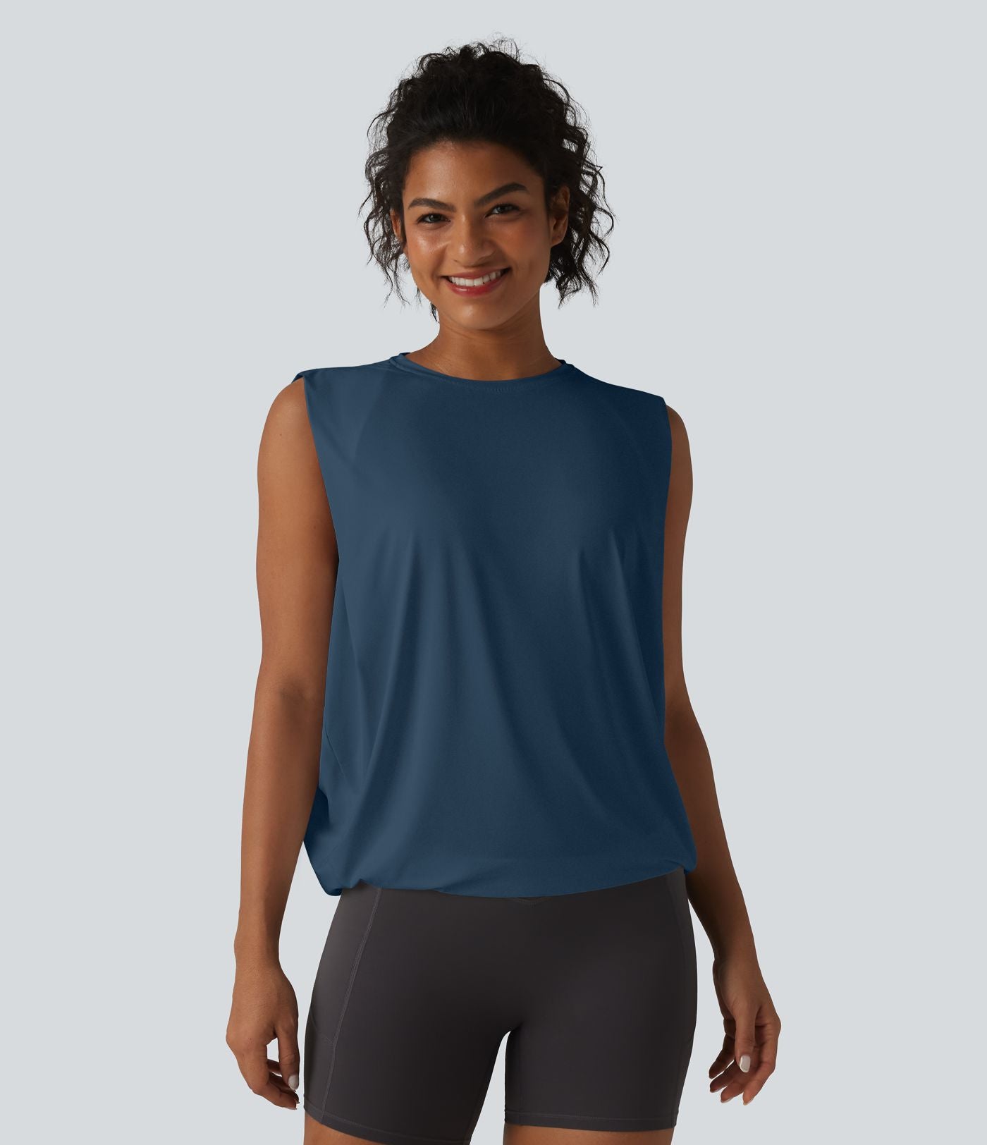Débardeur de yoga col rond croisé effet frais InstantCool, protection solaire UPF50+