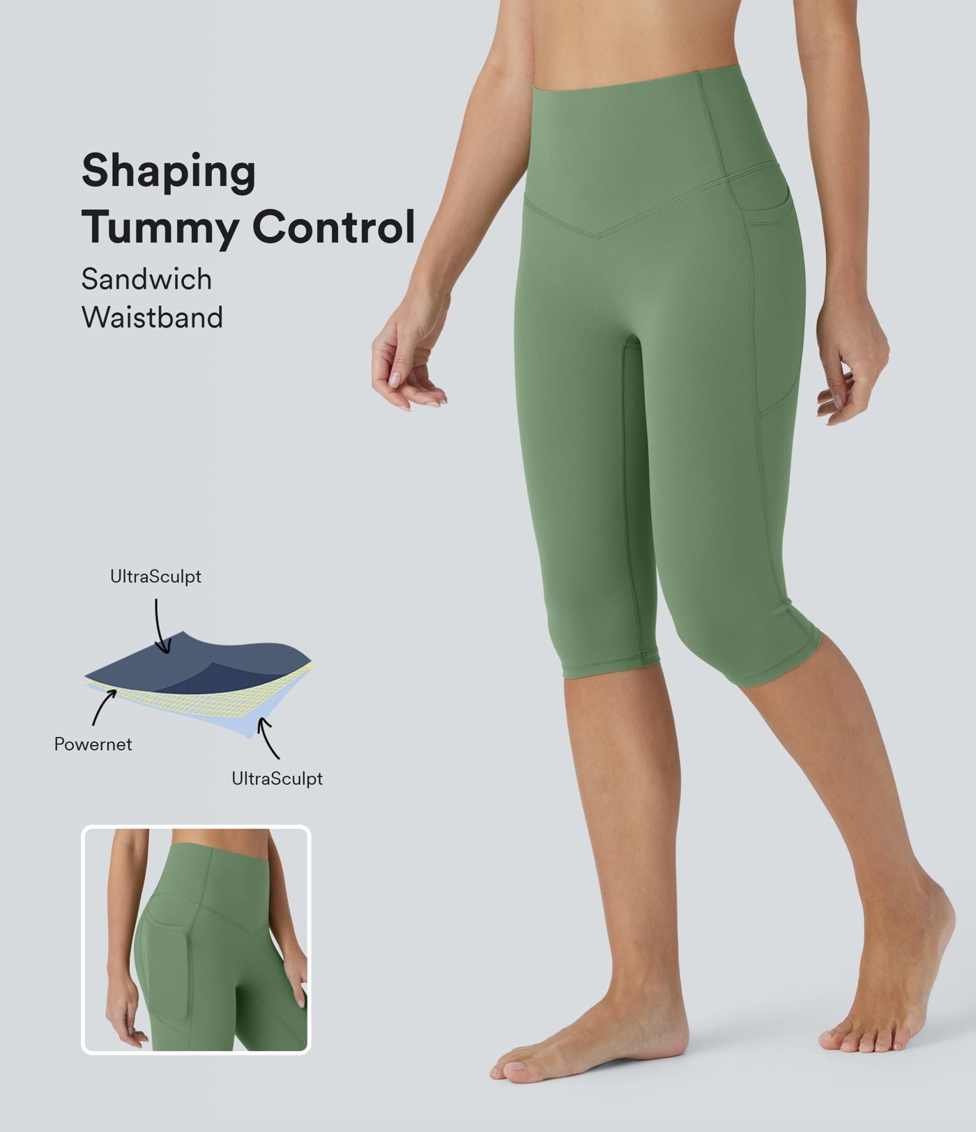 Legging corsaire de yoga gainant taille haute avec poches Halara UltraSculpt™