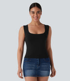 Haut d'intérieur 2-en-1 col U sans manches sans couture OneForm Seamless Flow