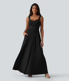 Robe longue fluide sans manches avec brassière intégrée (Bonnets E-G) et poches