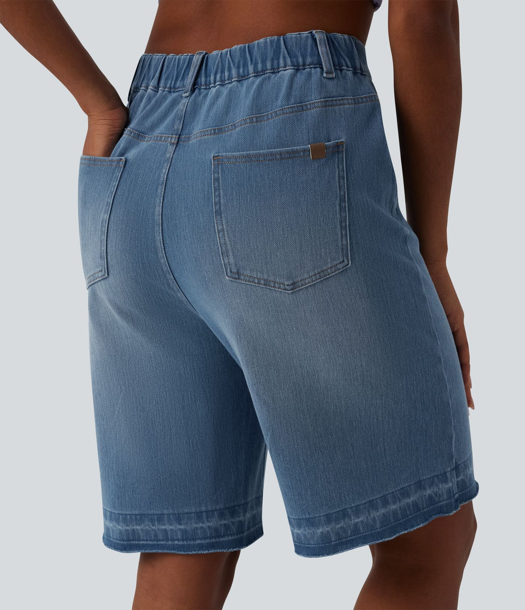 Halara Flex™ Bermuda casual en jean taille haute avec poches