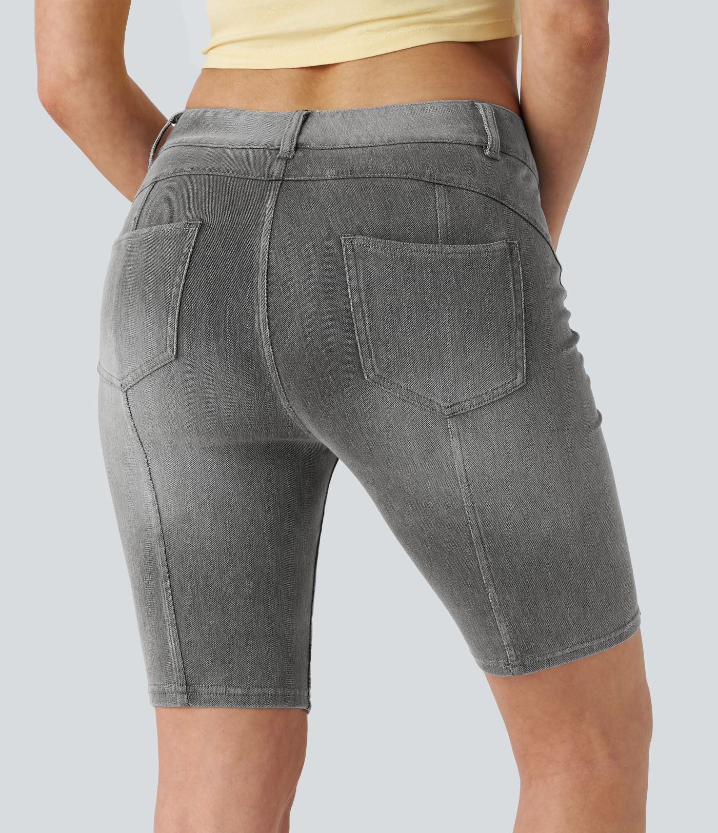 Halara Flex™ Short 22,8cm Casual En Denim Extensible Avec Poche Arrière Taille Midi