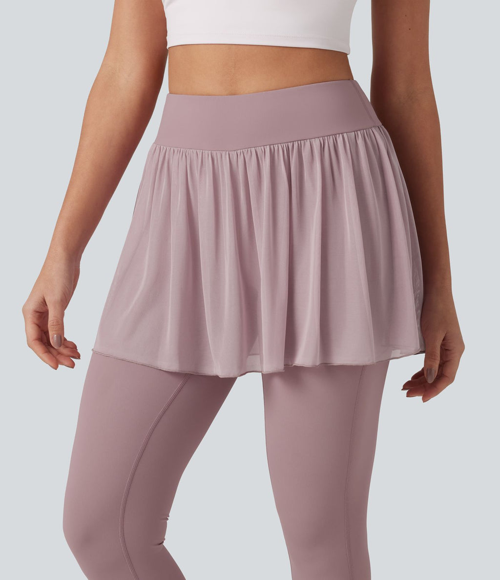 Legging de sport 2-en-1 SoftlyZero™ effet frais InstantCool taille haute avec mesh contrastant et poches, protection solaire UPF50+