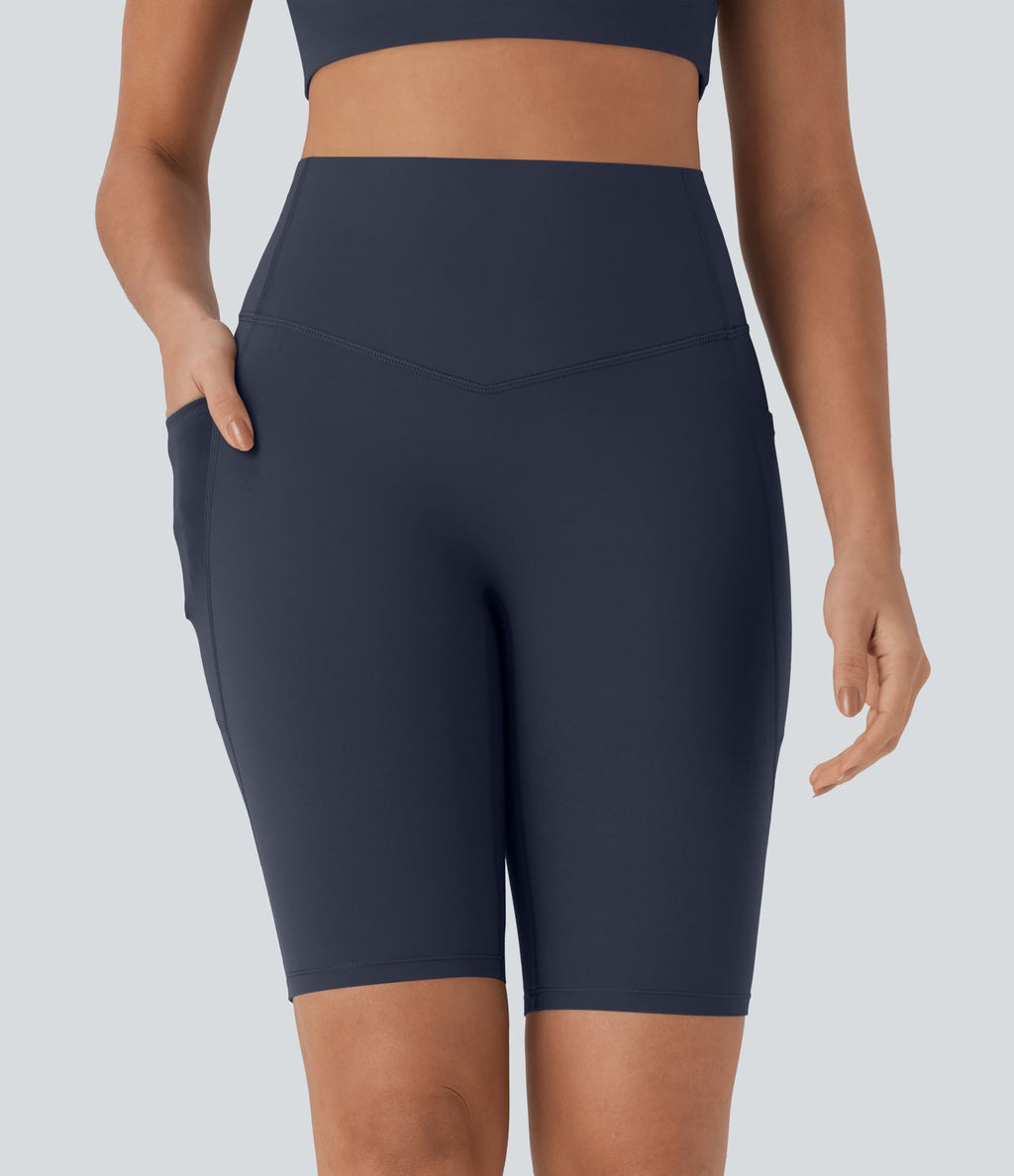 Short cycliste 22,8 cm d'entraînement gainant taille haute avec poches Halara UltraSculpt™