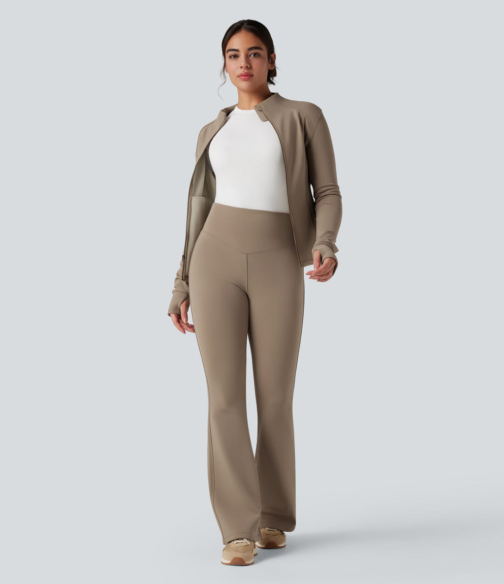 Pantalon yoga évasé polaire taille haute