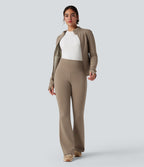 Pantalon yoga évasé polaire taille haute