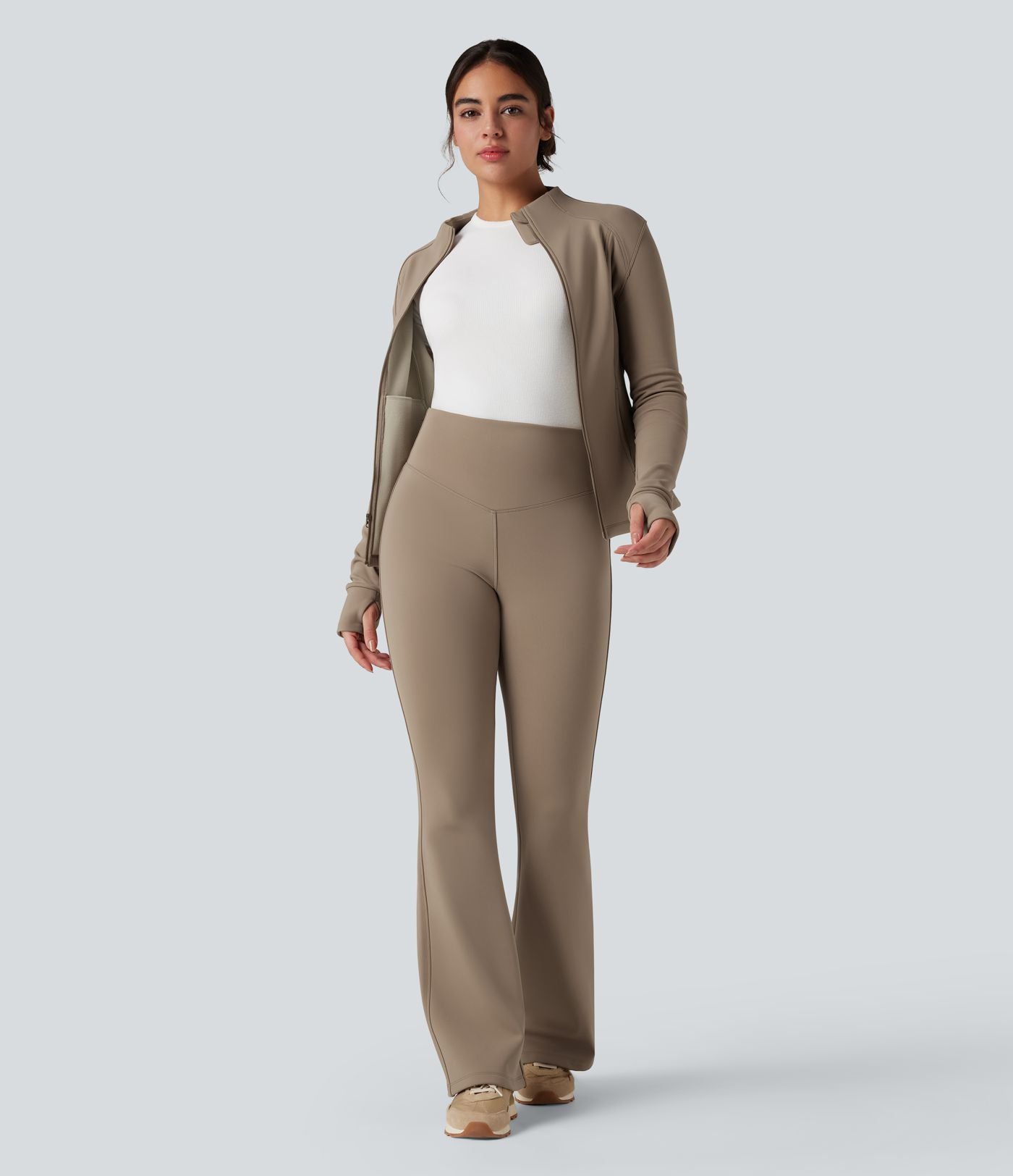 Pantalon yoga évasé polaire taille haute