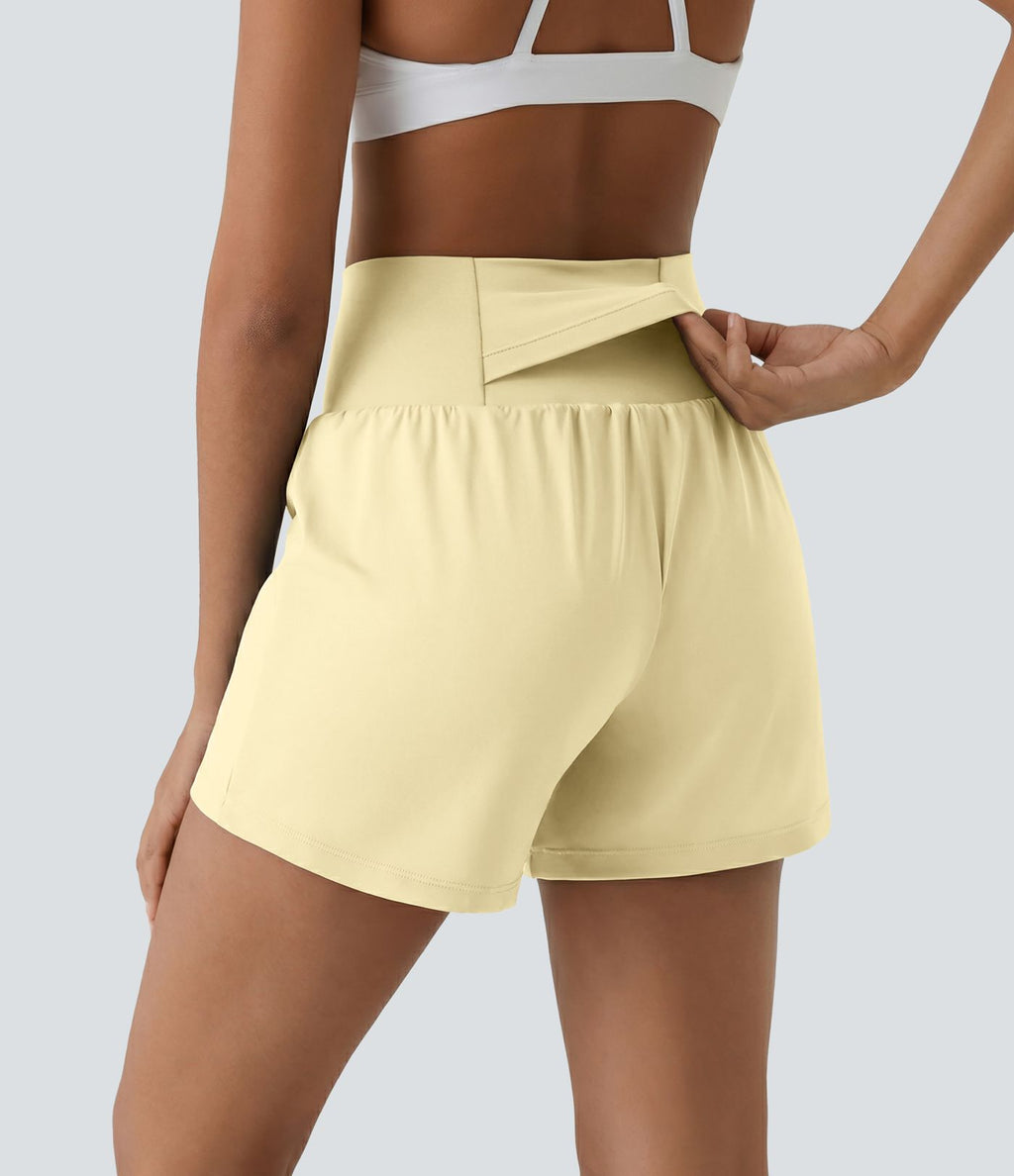Short yoga 2-en-1 SoftlyZero™ Airy effet frais InstantCool taille très haute 12,5 cm avec poches, longueur allongée