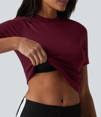 T-shirt col rond manches courtes avec brassière intégrée