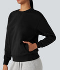 Sweat-shirt coton col rond manches longues avec poches