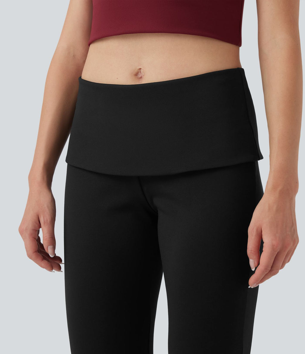 Pantalon casual bootcut taille mi-haute à ceinture repliable