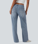 Halara Flex™ Jean coupe droite décontracté taille mi-haute avec poches