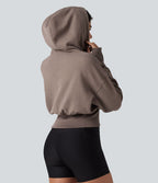 Sweat à capuche zippé avec manches raglan et passe-pouces
