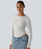 T-shirt décontracté col rond manches longues
