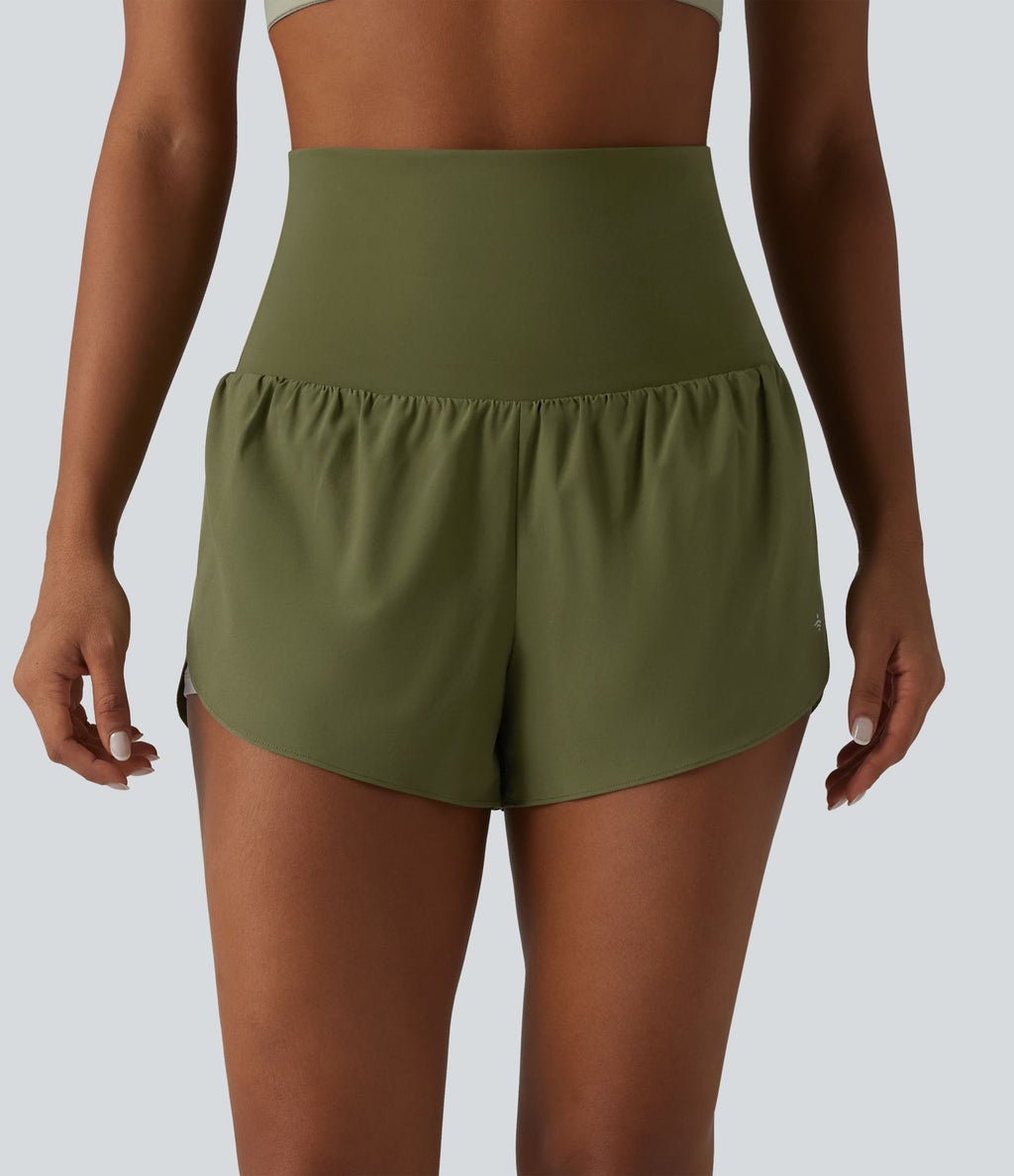 Breezeful™ Short de sport 2 en 1 taille très haute rabattable ourlet croisé à séchage rapide avec poches