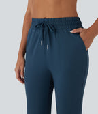 Pantalon corsaire jogging de danse taille haute à cordon avec poches latérales