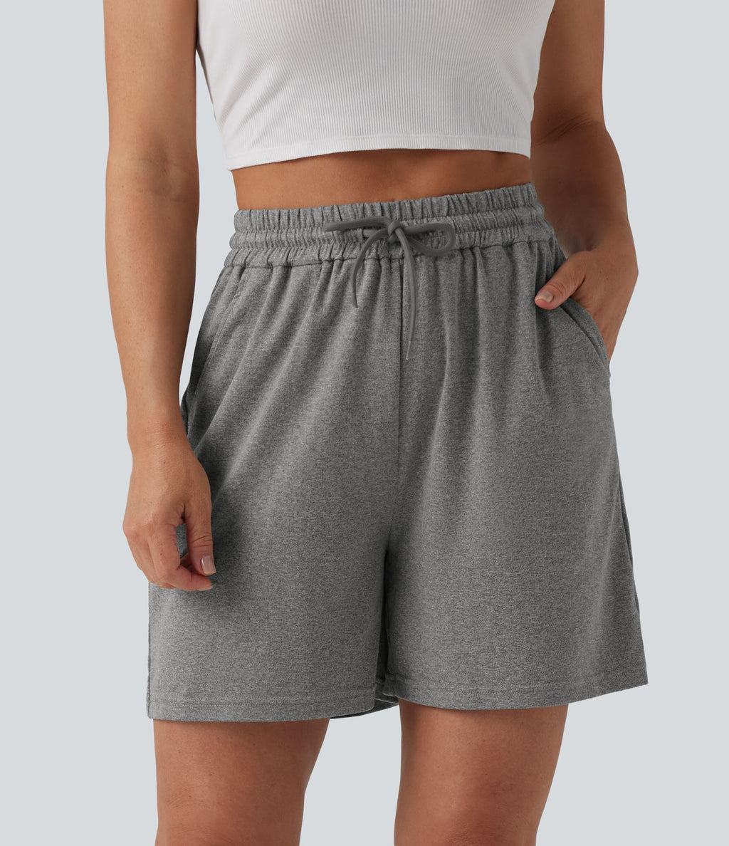 Short ample décontracté taille haute avec cordon de serrage 12,5 cm et poches