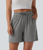 Short ample décontracté taille haute avec cordon de serrage 12,5 cm et poches