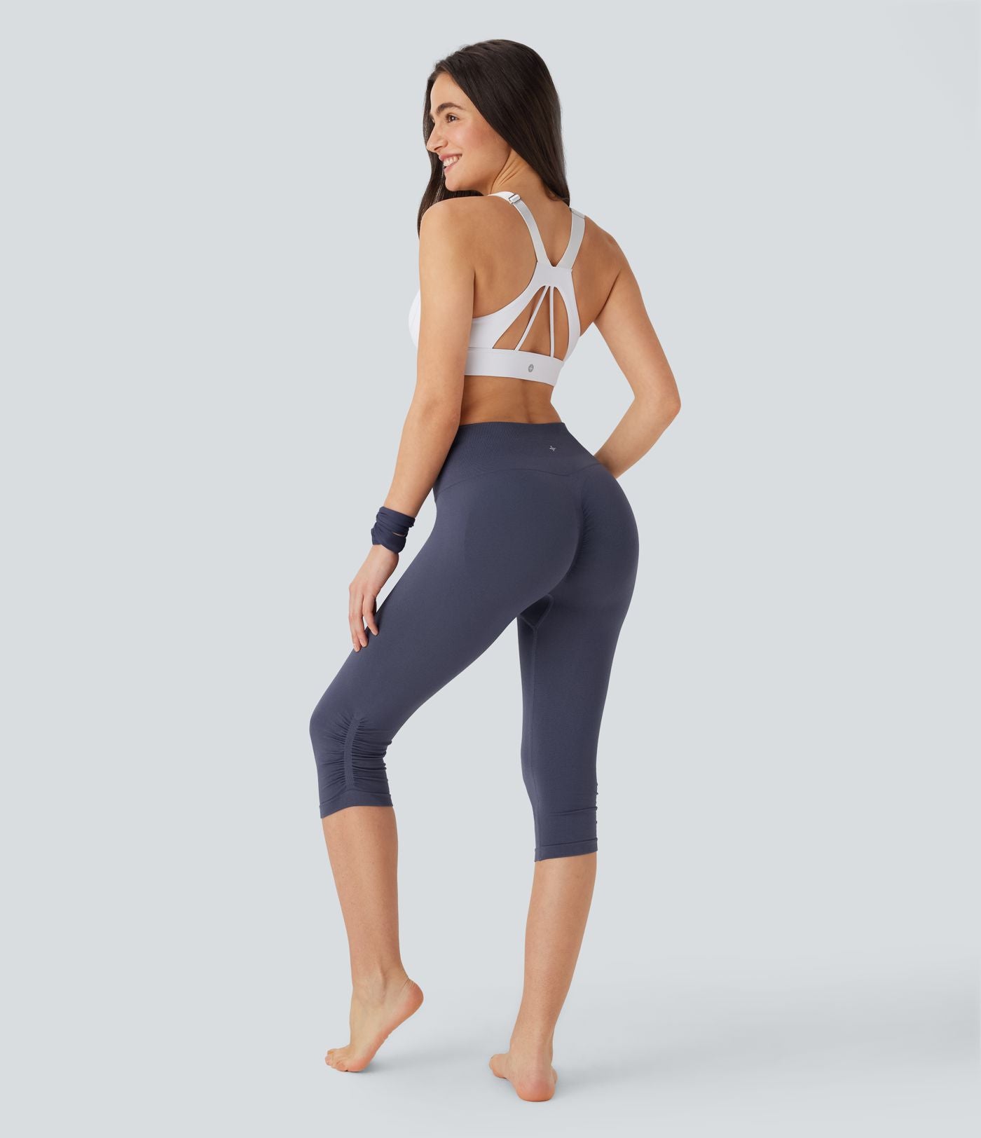 Legging yoga pedal pusher taille haute froncé sans couture OneForm Seamless Flow