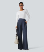 Pantalon de travail droit Halara Flex™ taille haute gainant en crêpe avec poches