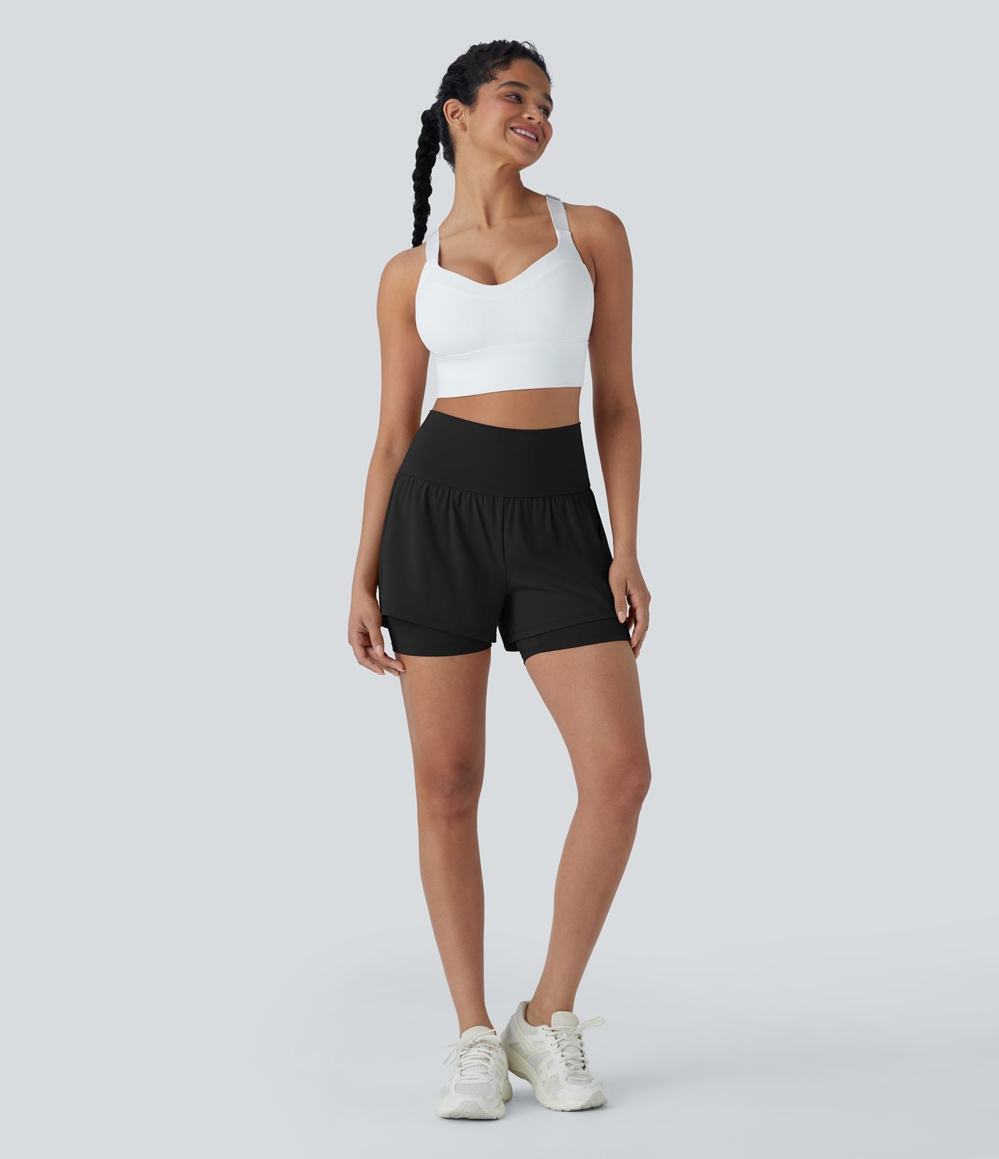 Short de yoga 2-en-1 SoftlyZero™ Airy taille très haute effet frais InstantCool 12,5 cm avec poches