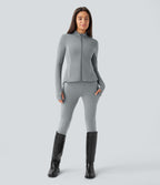 Veste d'équitation ajustée Softlyzero™ avec col montant, passe-pouces, poches, plis et fermeture éclair - Protection UPF50+