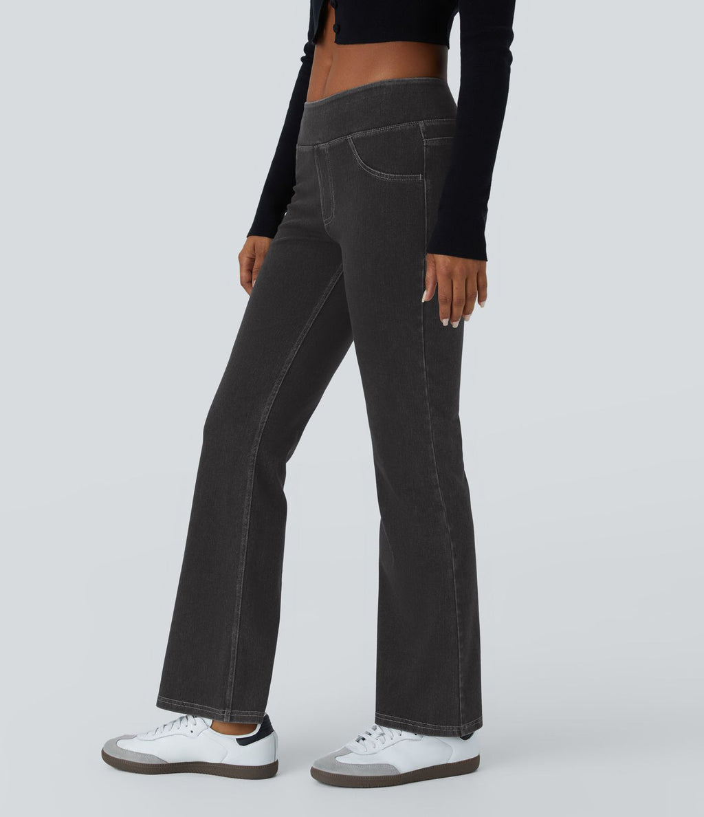 Jean bootcut décontracté Halara Flex™ taille basse avec poches arrière en maille extensible