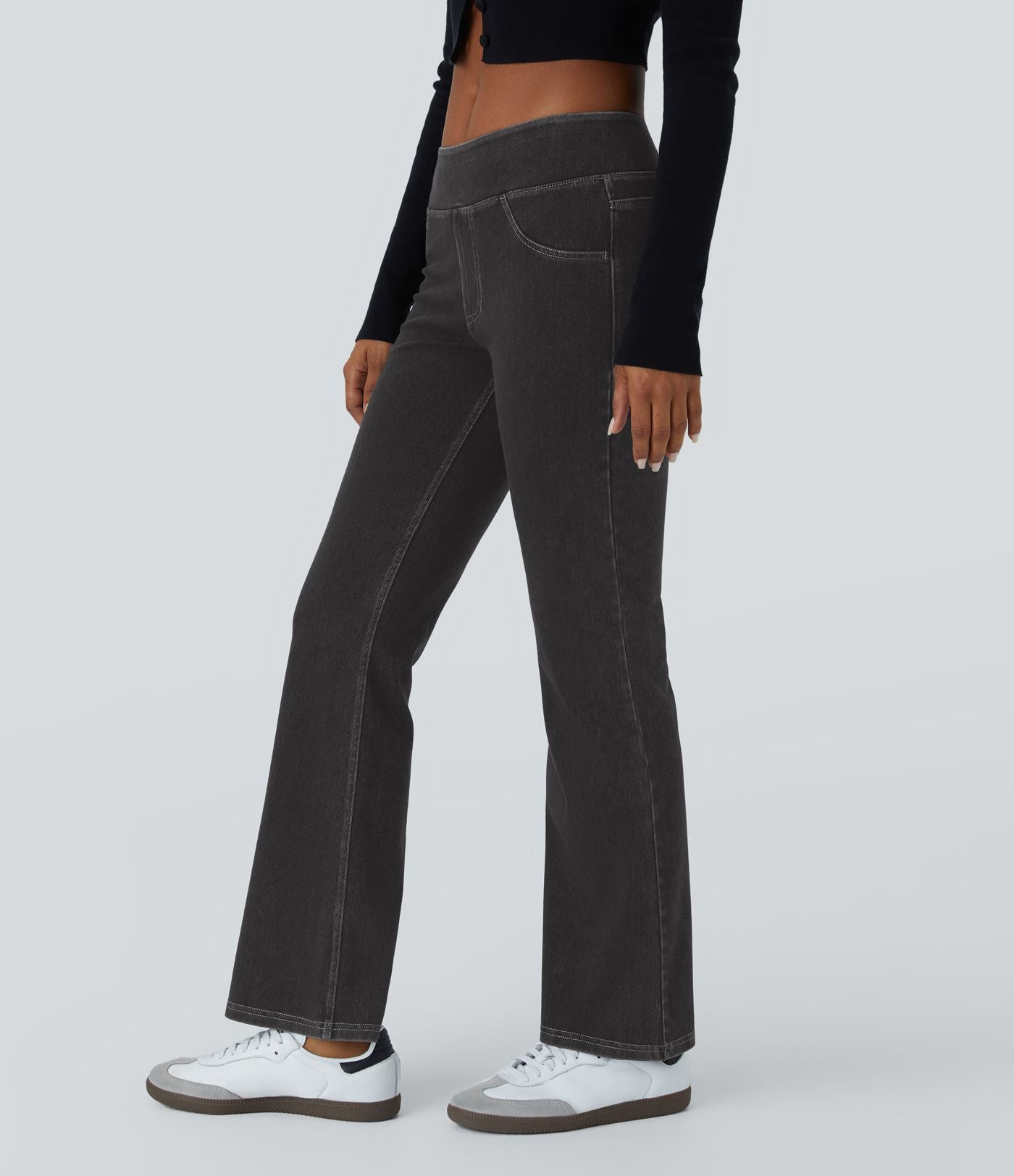 Jean bootcut décontracté Halara Flex™ taille basse avec poches arrière en maille extensible